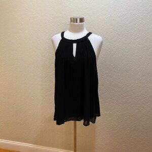 NWOT Anthropologie black sleeveless keyhole top L